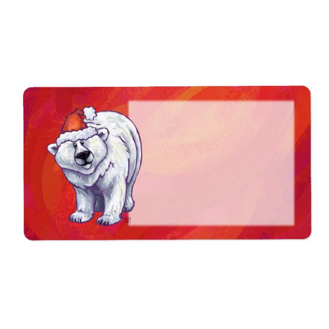 Etiqueta Polar Bear Natal Em Vermelho (Frente)