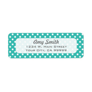 Etiqueta Polka Dots White and Aqua Return Address Labels