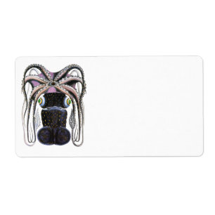 Etiqueta Polvo do vintage ou calamar gigante, animal da