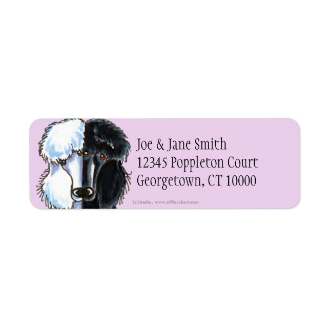 Etiqueta Poodles Padrão Branco e Preto (Frente)