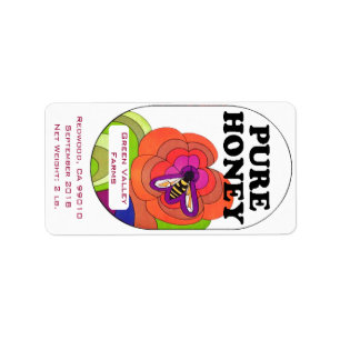 Etiqueta Pop Art Pure Honey 2 lb. Jar de Mel ouro