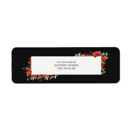 Etiqueta Poppies e flores selvagens Casamento Escuro