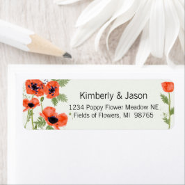 Etiqueta Poppies Orange Watercolor Patterno