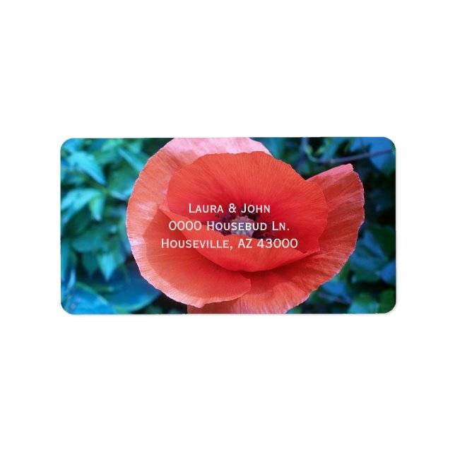 Etiqueta Poppy. Flor vermelha. (Frente)