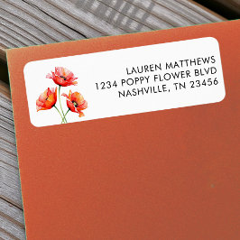 Etiqueta Poppy Flower Floral Orange Spring