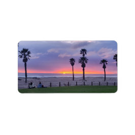 Etiqueta Pôr do Sol Roxo na Praia