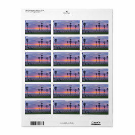 Etiqueta Pôr do Sol Roxo na Praia