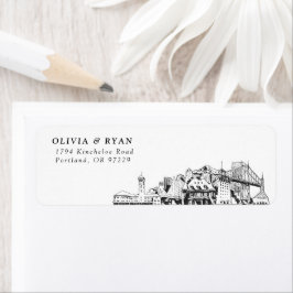 Etiqueta Portland Skyline Modern Return Address Labels