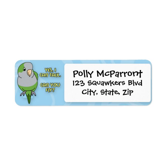Etiqueta Posso Falar Com O Quaker Parakeet (Frente)