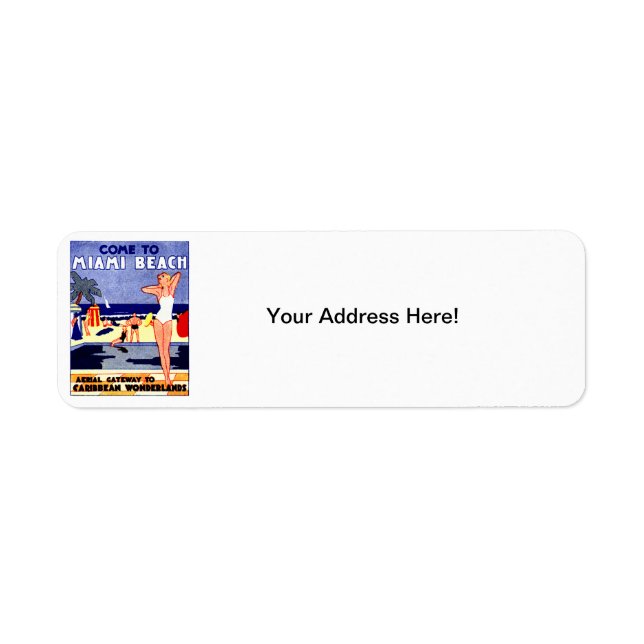 Etiqueta poster de viagens de Miami Beach de 1925 (Frente)