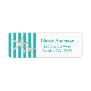 Etiqueta Praia Listrada de Turquesa Azul Teal Starfish
