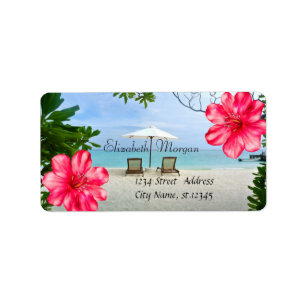 Etiqueta Praia Tropical Moderna, Cadeira, Hibisco