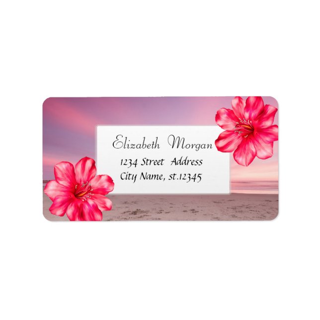 Etiqueta Praia Tropical Moderna do Sol, Hibiscus (Frente)