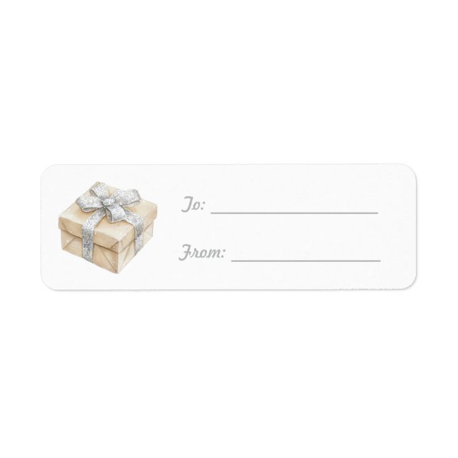 Etiqueta Prata Bow Cream Presente Natal  (Frente)