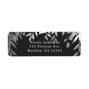 Etiqueta Prata & folhas botânicas Glam modernas cinzentas