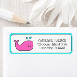 Etiqueta Preppy Pink e Aqua Whale Return Address