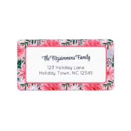 Etiqueta Preppy Pink Tropical Christmas Floral