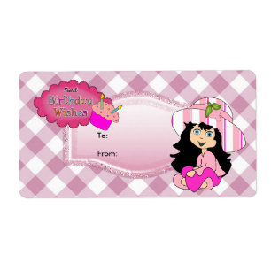Etiqueta Presente Crianças Aniversário Rosa