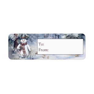 Etiqueta Presente de Floresta de Inverno de Aquecimento de 