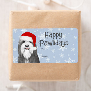 Etiqueta Presente de Natal do Collie Barbudo Para De