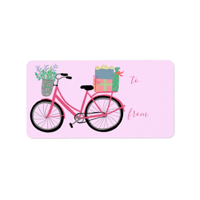 Etiqueta Presente de Natal Rosa de Bicicleta de Natal Adorá (Frente)