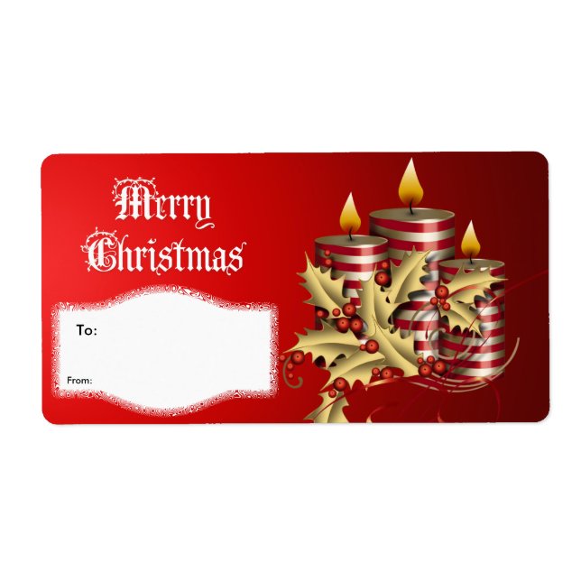 Etiqueta Presente de Natal Velas Vermelhas de Nata (Frente)