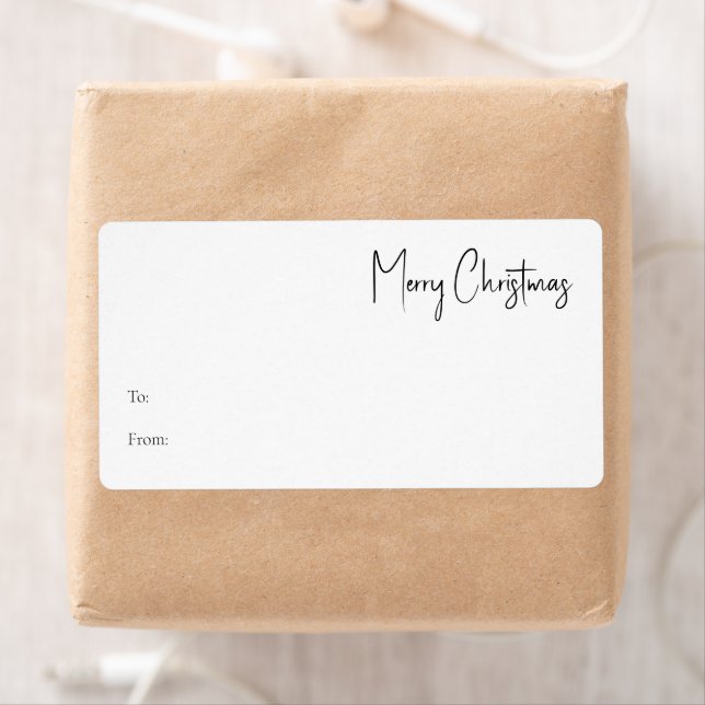 Etiqueta Presente de Retângulo de Script de Natal Moderno (Insitu)