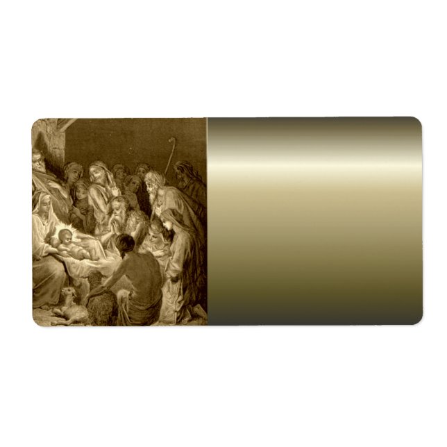 Etiqueta Presentes da cena da natividade para o Natal (Frente)