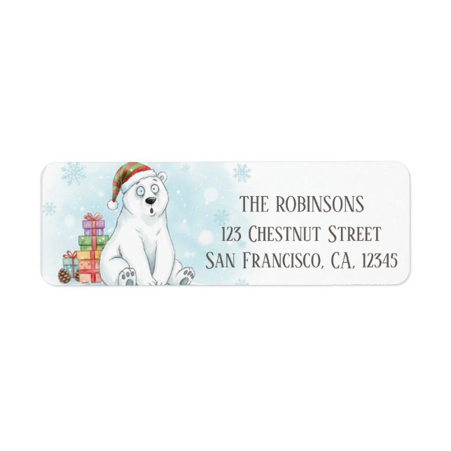 Etiqueta Presentes de Natal do Urso Polar Goofy (Frente)