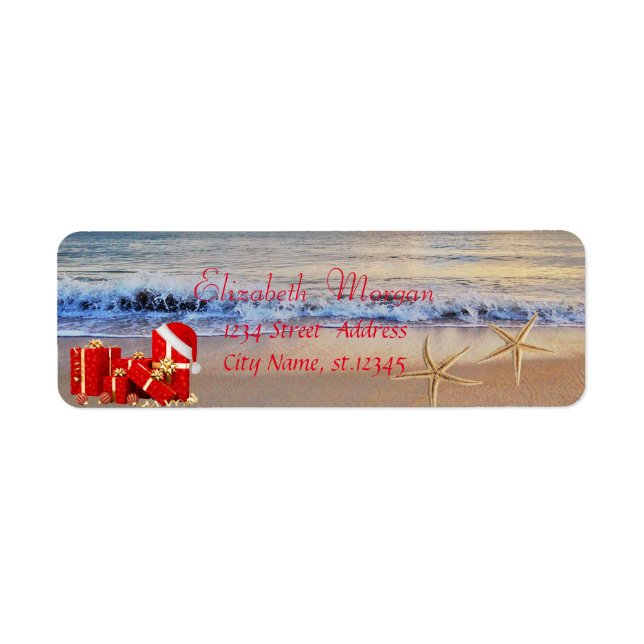 Etiqueta Presentes de Natal Elegantes, Praia (Frente)