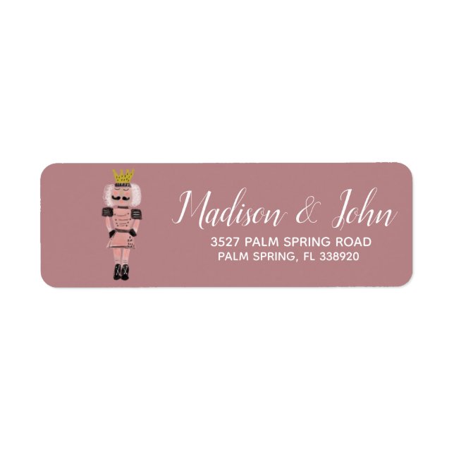 Etiqueta Presentes de Natal Nutcracker Rosa Aquarela (Frente)