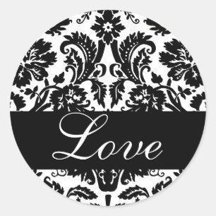 Etiqueta preta & branca do amor do casamento tema