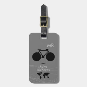 etiqueta preta de bagagem de bicicleta para um via