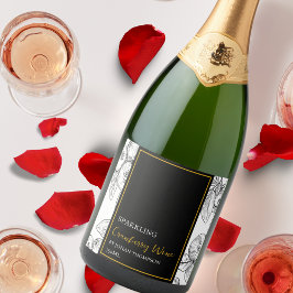 Etiqueta Preta de Vinho de Castanheiro com Fruta E