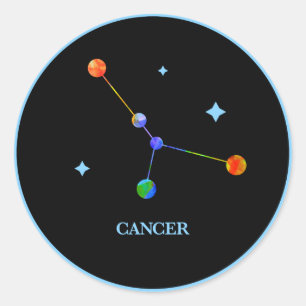 Etiqueta preta do arco-íris do cancer do zodíaco