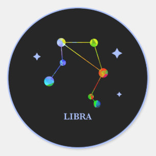 Etiqueta preta do arco-íris do Libra do zodíaco