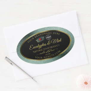Etiqueta Preta do Produto Escuro Glitter Teal Logo