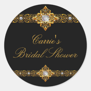 Etiqueta preta & Dourado do chá de panela da jói