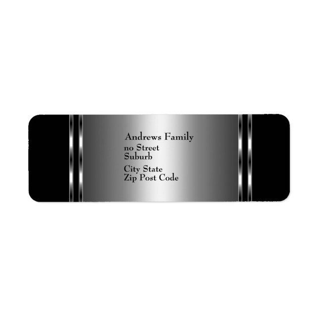 Etiqueta Preta e Prateada Simples (Frente)