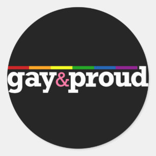Etiqueta preta redonda de Gay&proud