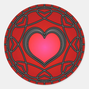Etiqueta preta/vermelha dos corações & dos