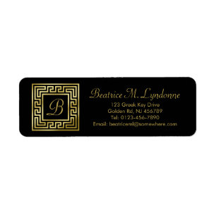 Etiqueta Preto chave grego do brilho Dourado elegante do