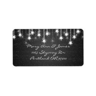 Etiqueta Preto cintilante das estrelas do endereço elegant