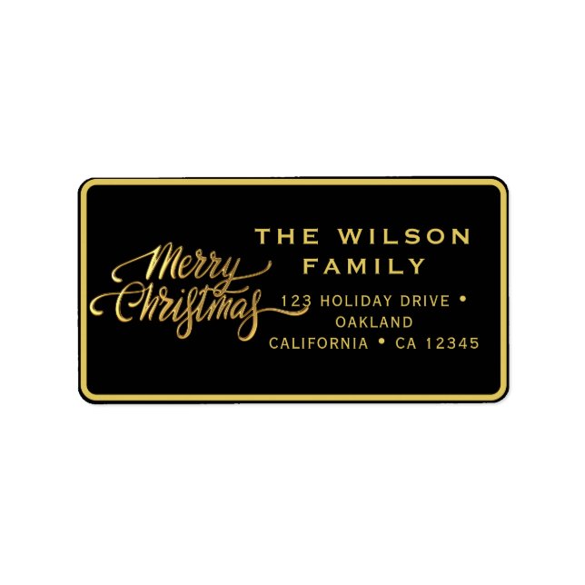 Etiqueta Preto de Natal Moderno (Frente)