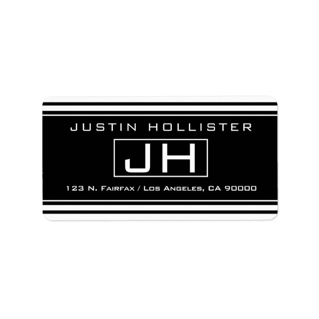 Etiqueta Preto e Branco com risca moderna (Frente)