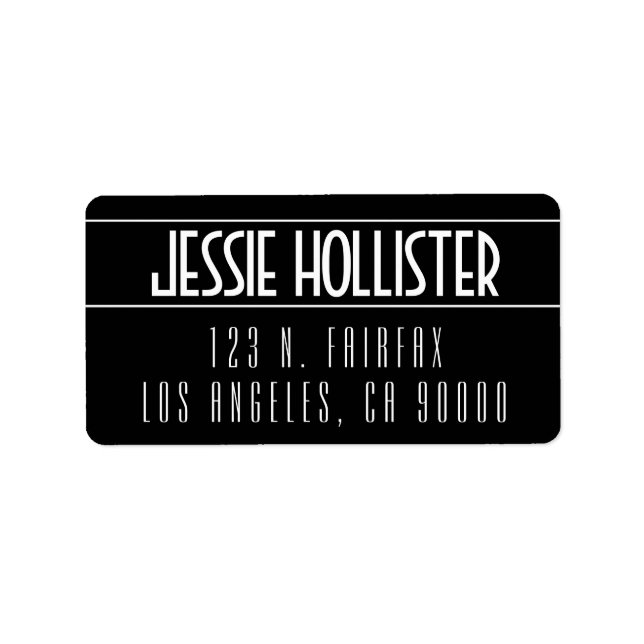 Etiqueta Preto e Branco Moderno (Frente)