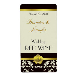 Etiqueta Preto e monograma da areia que Wedding mini