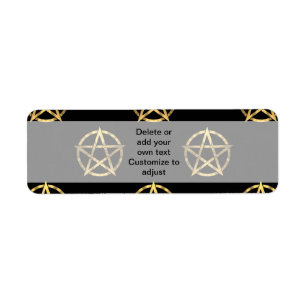 Etiqueta Preto e pentagram do ouro