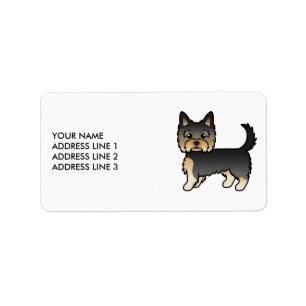Etiqueta Preto E Tan Yorkshire Terrier Dog E Texto Personal