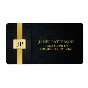 Etiqueta Preto Elegante e profissional Dourado